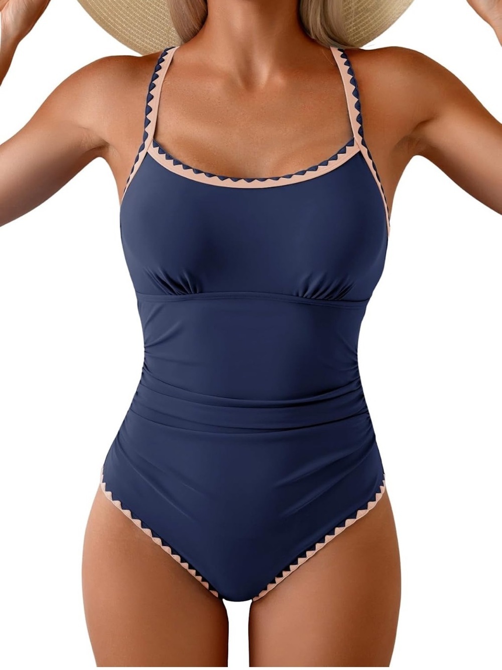 One Piece Ruched Swimsuit Tummy Control Slimming M. 2132/bb3-3